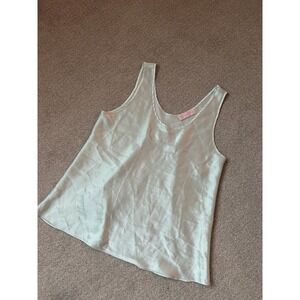 Oscar de la‎ Renta pink label satin Camisole Top Pale Mint Green Monogram